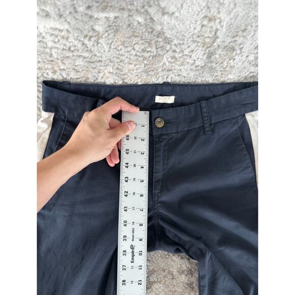 J Crew Sz 6 Stretch Casual Flat Front Stripe Chino Pants Navy Button Zip Pocket - Picture 5 of 11